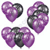 Balloon Cluster - Purple & Black With Stars - Yard Card