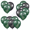 Balloon Cluster - Dark Green  & Black With Stars - Yard Card