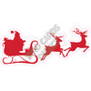 Silhouette - Santa with Reindeer - Red - Style A - Yard Card