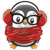 Penguin - Red Ear Muffs - Style A - Yard Card