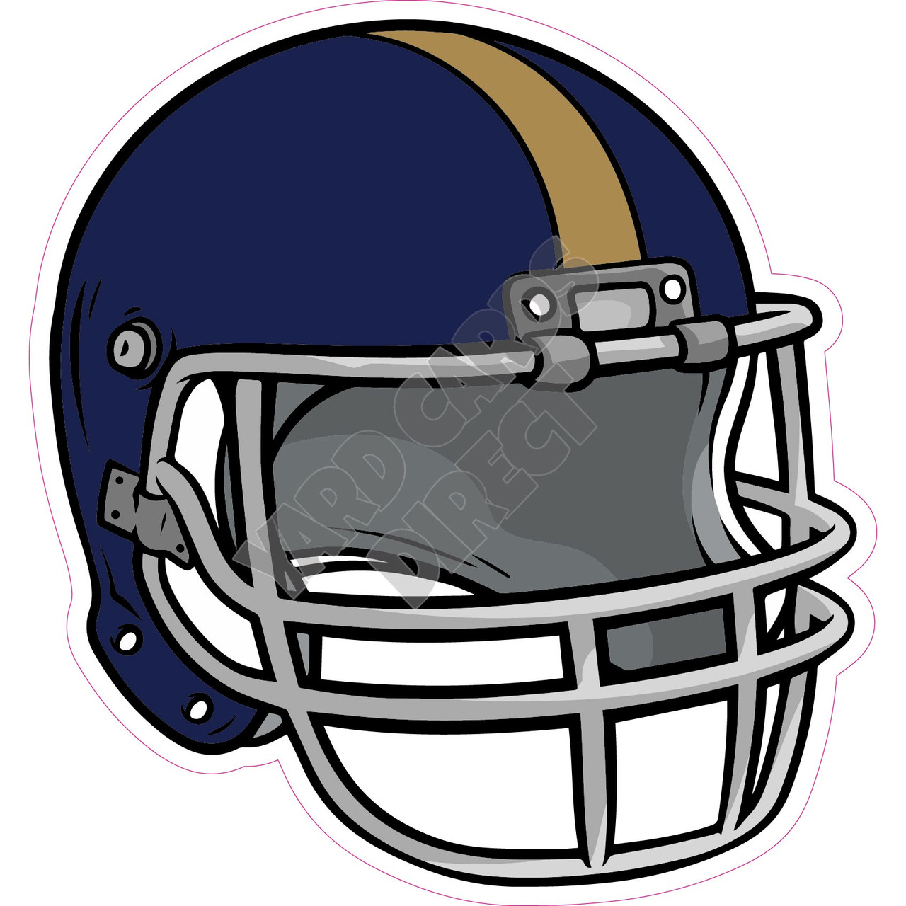 Football Helmet - Dark Blue with Old Gold Stripe - Style A - Yard Card -  Yard Cards Direct, LLC
