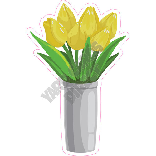 Vase of Tulips - Yellow - Style A - Yard Card