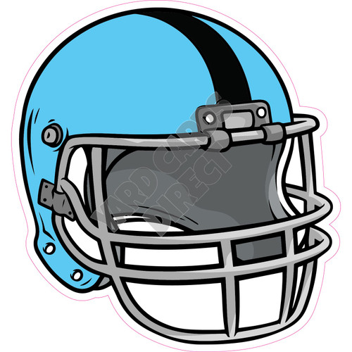 Football Helmet - Light Blue with Black Stripe - Style A - Yard Card