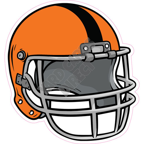 Football Helmet - Orange with Black Stripe - Style A - Yard Card