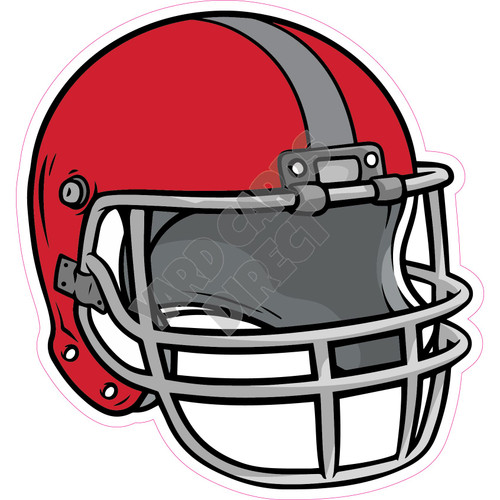 Football Helmet - Red with Silver Stripe - Style A - Yard Card