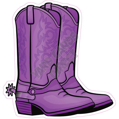 Cowboy Boots - Purple - with Spurs - Style A - Yard Card