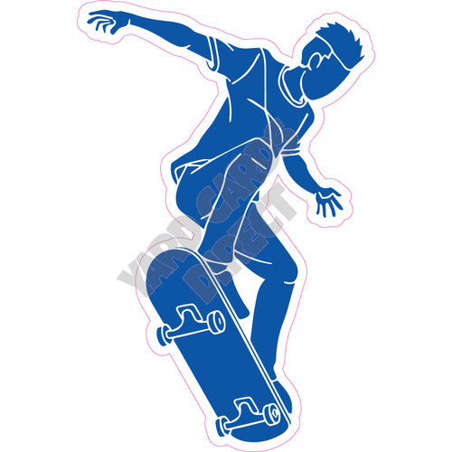 Silhouette - Skater Boy - Medium Blue - Style A - Yard Card