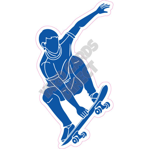 Silhouette - Skater Boy - Medium Blue - Style C - Yard Card
