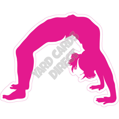 Silhouette - Gymnastics - Hot Pink - Style A - Yard Card