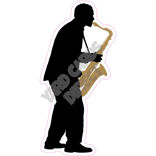 Silhouette - Saxophone - Old Gold - Style A - Yard Card