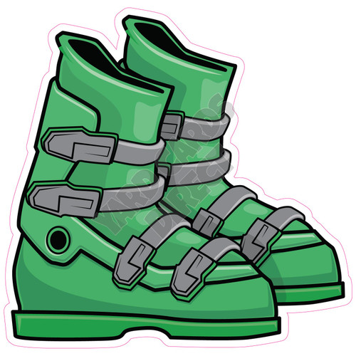 Snowboard Boots - Green - Style A - Yard Card