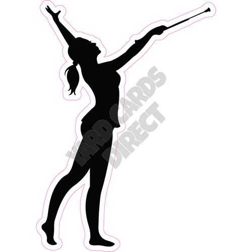 Silhouette - Baton Twirl - Black - Style A - Yard Card