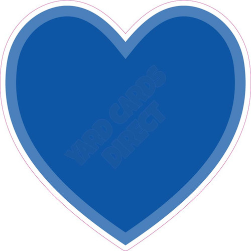 Heart - Style A - Solid Medium Blue - Yard Card