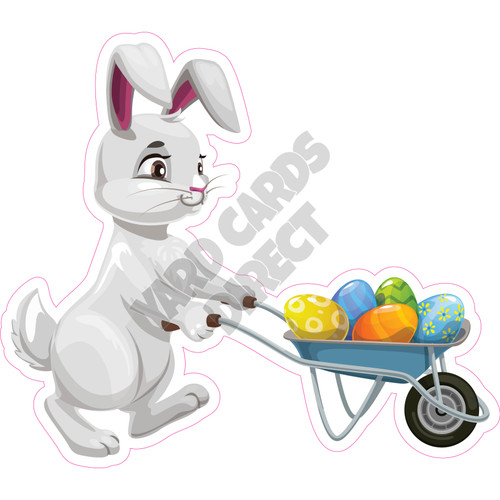 Bunny with Wheelbarrow of Eggs - Style A - Yard Card