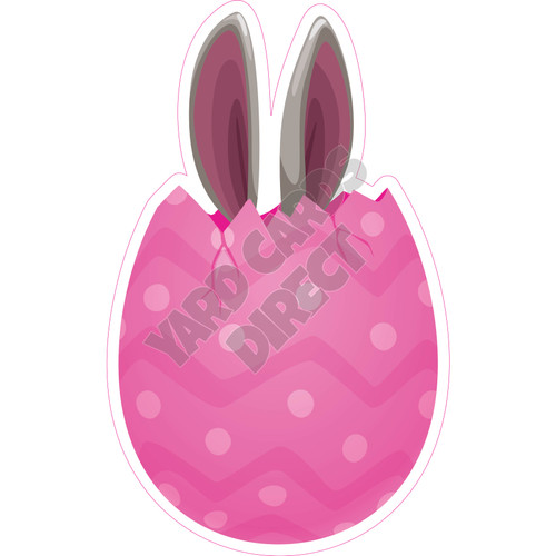 Easter Egg with Bunny Ears - Hot Pink - Style A - Yard Card