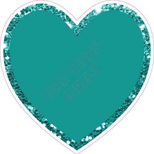 Heart - Style A - Chunky Glitter Teal - Yard Card