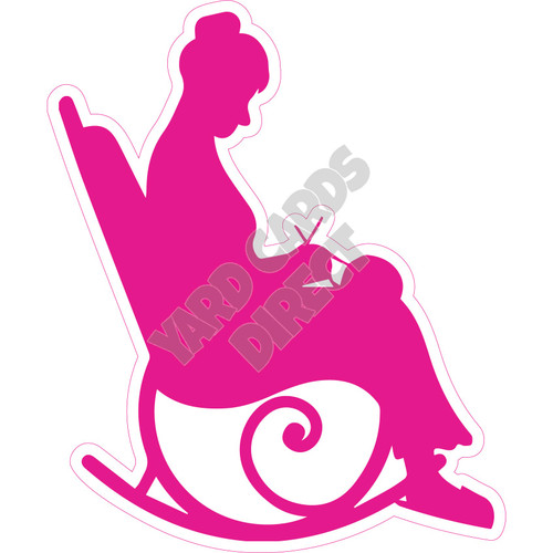 Silhouette - Grandma Knitting - Hot Pink - Style A - Yard Card