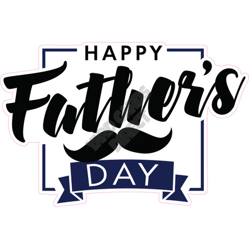 Statement - Happy Fathers Day - Dark Blue - Style A - Yard Card