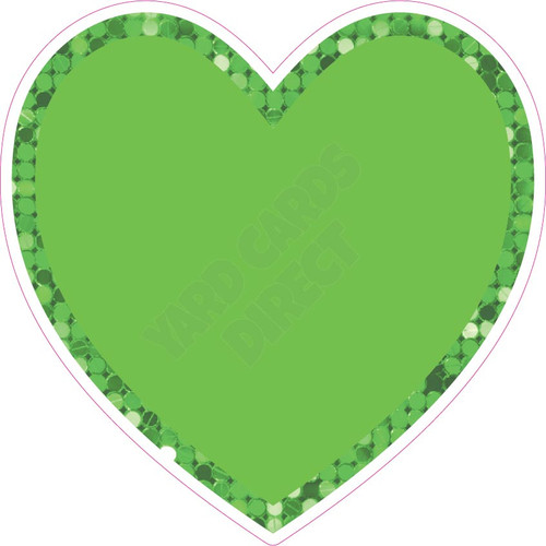 Heart - Style A - Large Sequin Light Green - Yard Card