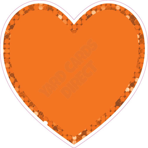 Heart - Style A - Large Sequin Orange - Yard Card