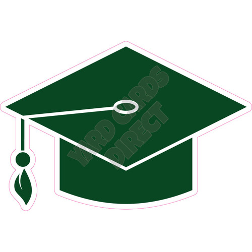 Graduation Hat - Dark Green - Style C - Yard Card