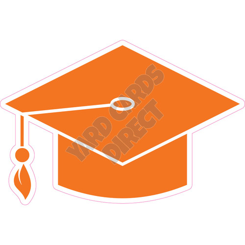 Graduation Hat - Orange - Style C - Yard Card