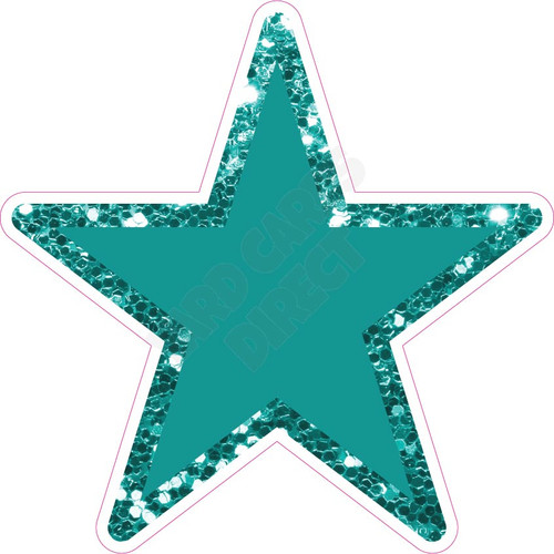 Star - Style A - Chunky Glitter Teal - Yard Card