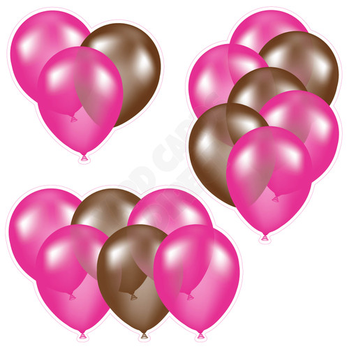 Balloon Cluster - Hot Pink & Brown - Yard Card
