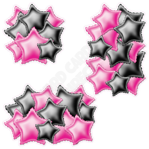 Foil Star Cluster - Black & Hot Pink - Yard Card