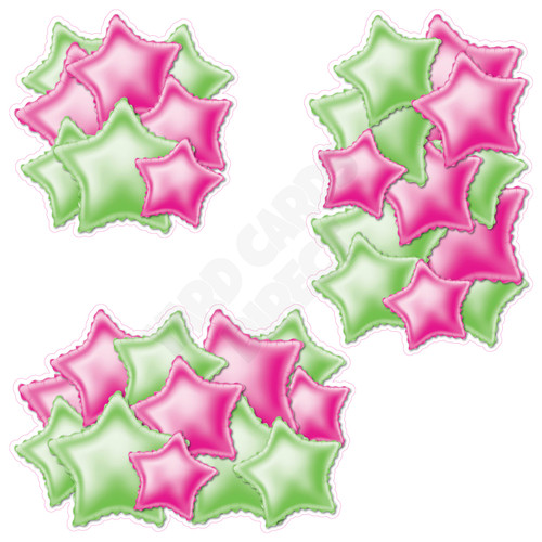 Foil Star Cluster - Hot Pink & Light Green - Yard Card
