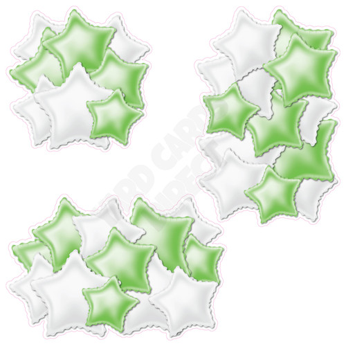 Foil Star Cluster - Light Green & White - Yard Card