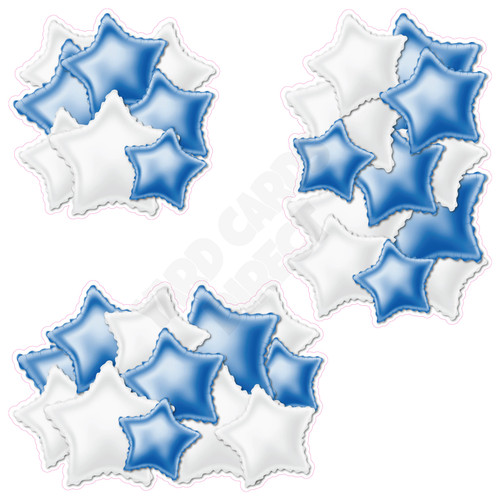 Foil Star Cluster - Medium Blue & White - Yard Card