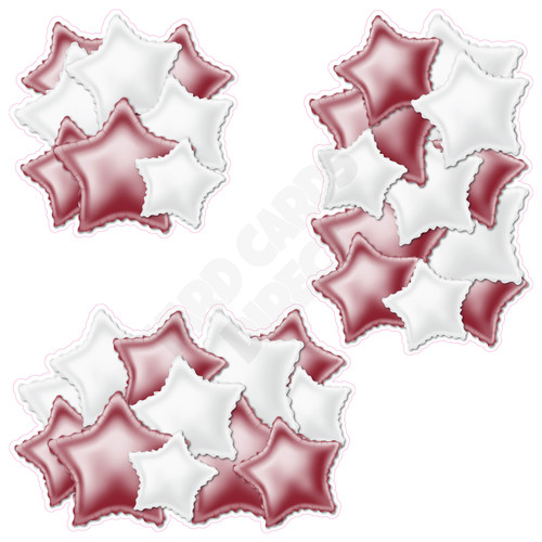 Foil Star Cluster - White & Burgundy - Yard Card