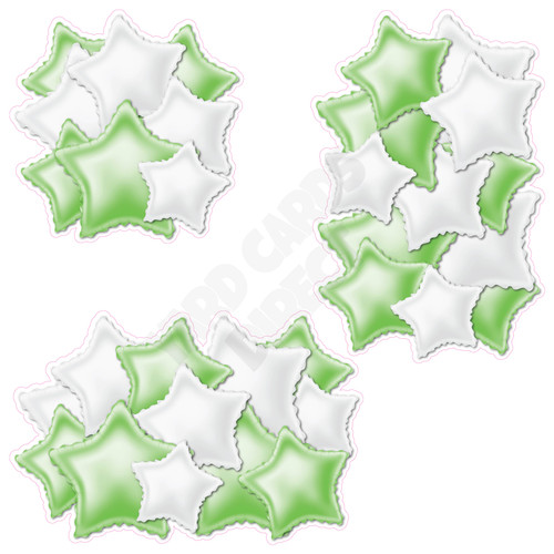 Foil Star Cluster - White & Light Green - Yard Card