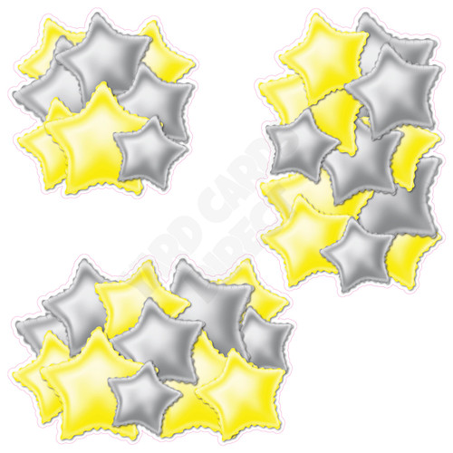 Foil Star Cluster - Silver & Yellow - Yard Card