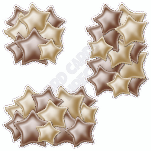 Foil Star Cluster - Old Gold & Brown - Yard Card