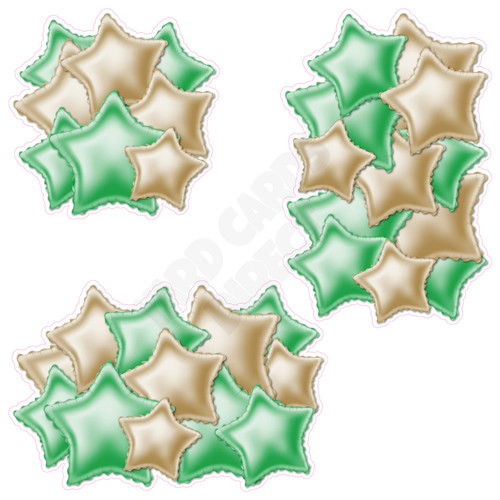 Foil Star Cluster - Old Gold & Medium Green - Yard Card