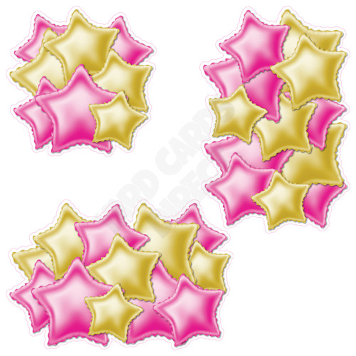 Foil Star Cluster - Yellow Gold & Hot Pink - Yard Card