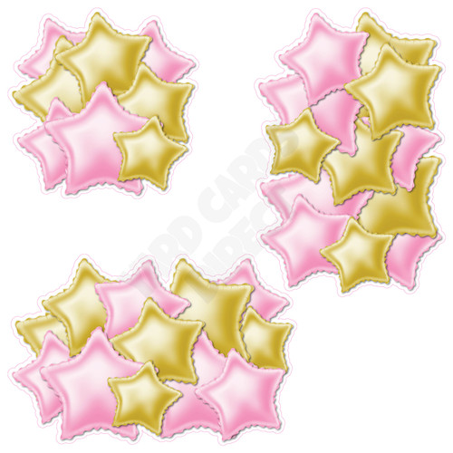 Foil Star Cluster - Yellow Gold & Light Pink - Yard Card