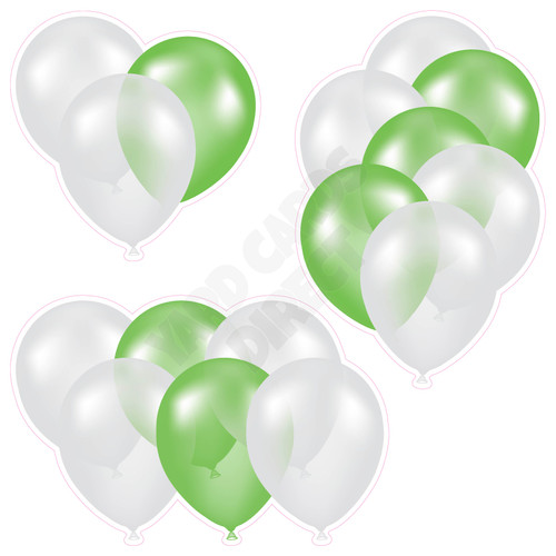 Balloon Cluster - White & Light Green - Yard Card