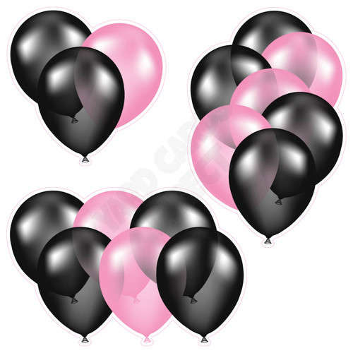 Balloon Cluster - Black & Light Pink - Yard Card