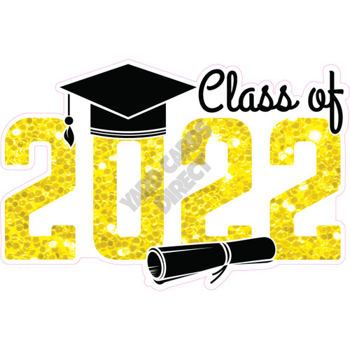 Statement - Class Of 2022 - Chunky Glitter Yellow - Style A - Yard Card