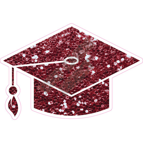 Graduation Hat - Chunky Glitter Burgundy - Style C - Yard Card