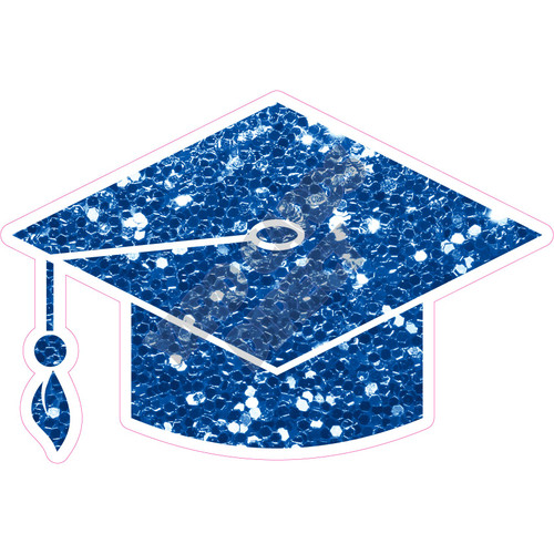 Graduation Hat - Chunky Glitter Medium Blue - Style C - Yard Card