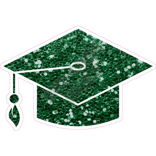 Graduation Hat - Chunky Glitter Dark Green - Style C - Yard Card