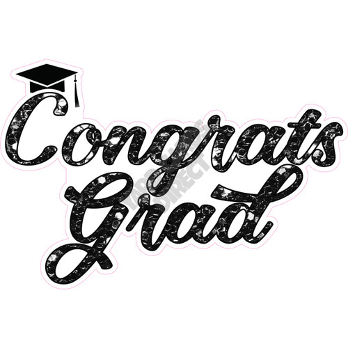 Statement - Congrats Grad - Chunky Glitter Black - Style A - Yard Card