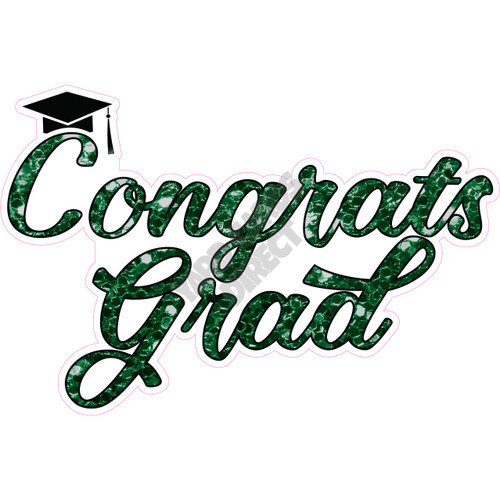 Statement - Congrats Grad - Chunky Glitter Dark Green - Style A - Yard Card
