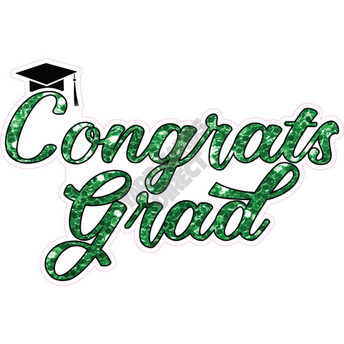 Statement - Congrats Grad - Chunky Glitter Medium Green - Style A - Yard Card