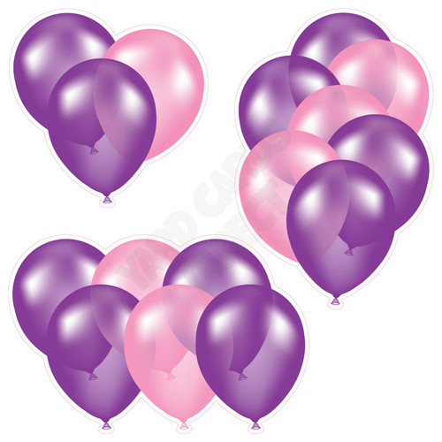 Balloon Cluster - Purple & Light Pink - Yard Card