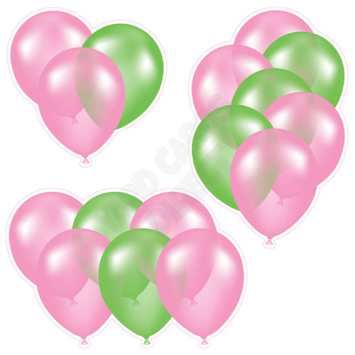 Balloon Cluster - Light Pink & Light Green - Yard Card